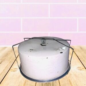 Vintage 1930’s Tin Cake Pie Carrier Holder Glass Knob Chippy